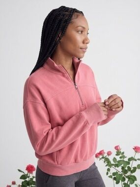 Women's Salmon Half-Zip Pullover Sweater/sweatshirt cotton